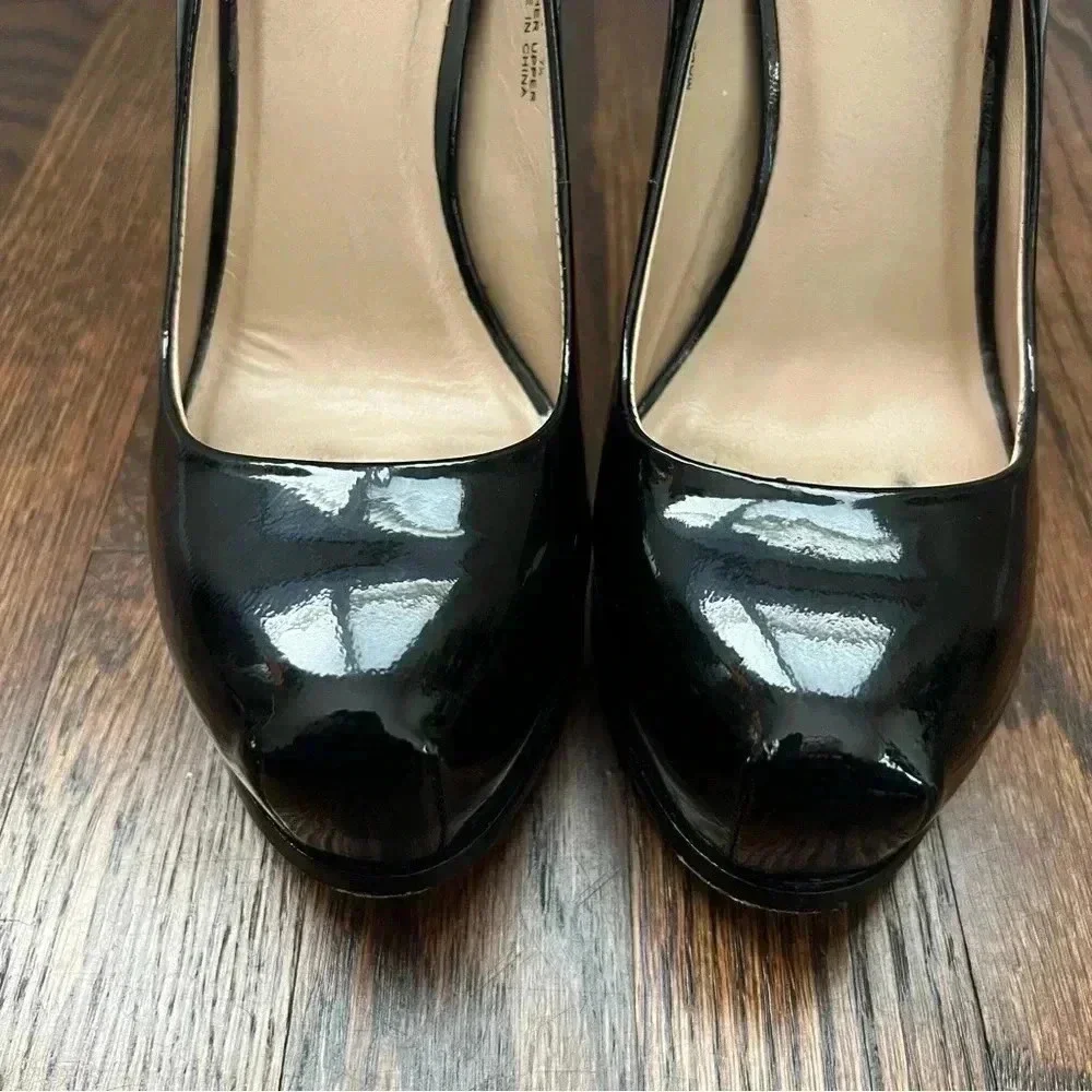 Pour La Victoire Black Irina Patent Leather Platform Pumps Heels Wm Size 7 $250